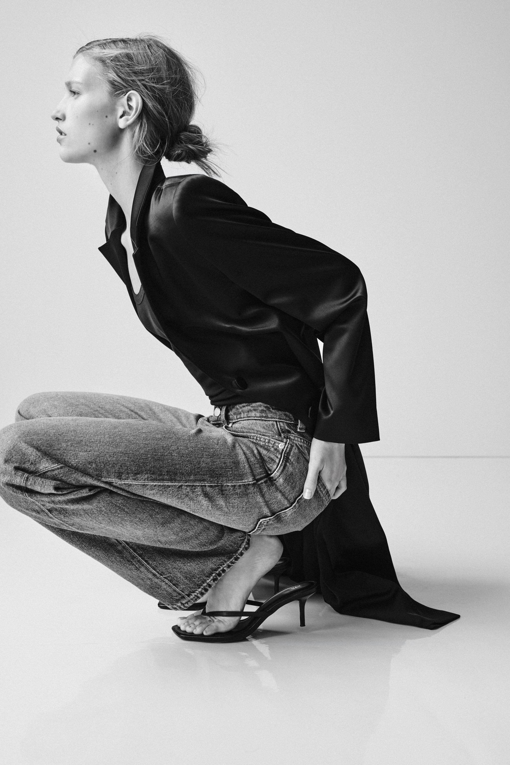 SATIN COAT WITH SHOULDER PADS | Zara UK