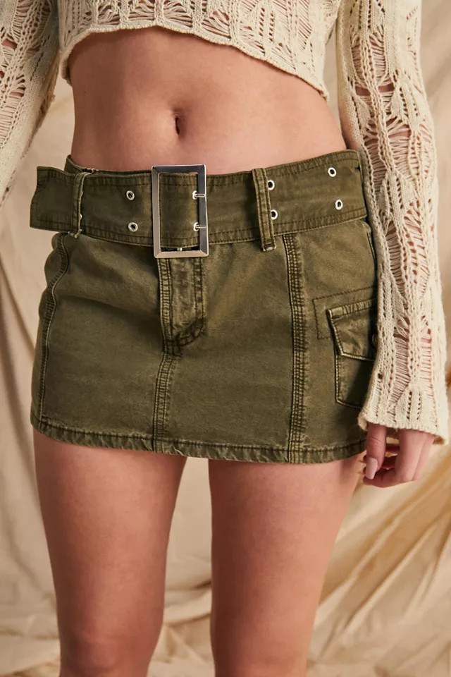 BDG Khaki Cargo Belted Mini Skirt | Urban Outfitters (US and RoW)