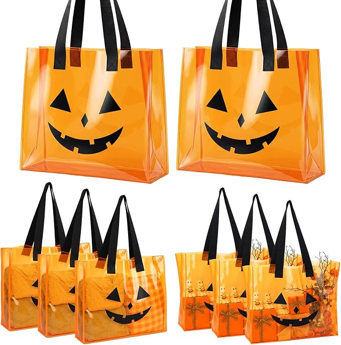 Feifeiya 6 Pack Large Summer Pumpkin Bag Translucent Orange PVC Beach Halloween Tote Bag for Summ... | Amazon (US)