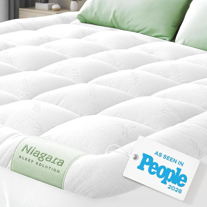 Niagara Sleep Solution Ultra Soft Queen Size Mattress Topper - Rayon Derived from Bamboo Pillow T... | Amazon (US)