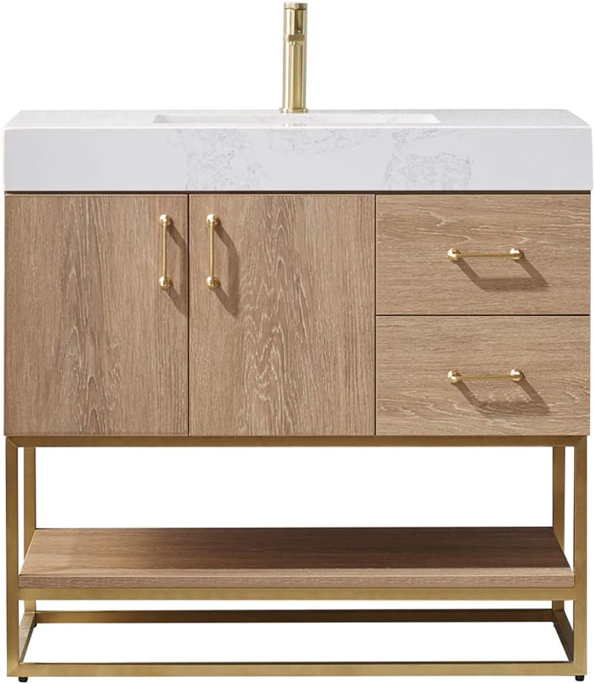 Vinnova Alistair Bathroom Vanity, 36 Inches, North American Oak Finish | Amazon (US)
