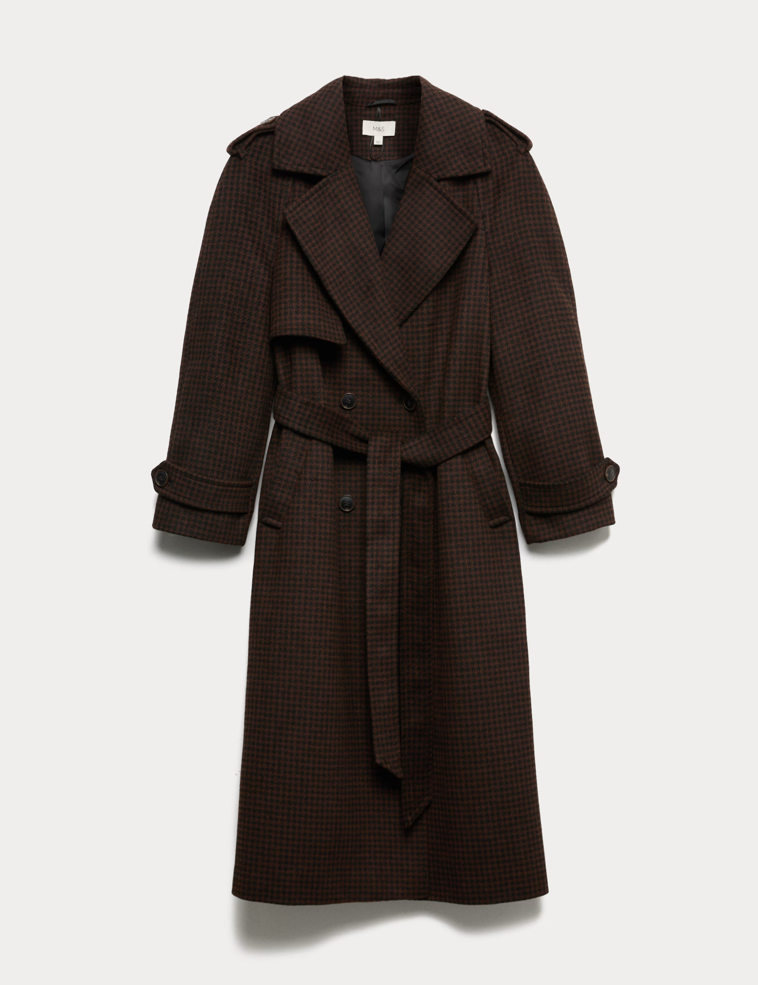 Checked Belted Longline Tailored Coat | M&S | M&S | Marks & Spencer (UK)