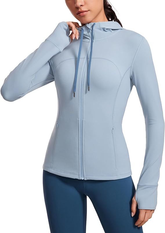 CRZ YOGA Butterluxe Womens Hooded Workout Jacket - Zip Up Athletic Running Jacket with Back Mesh ... | Amazon (US)
