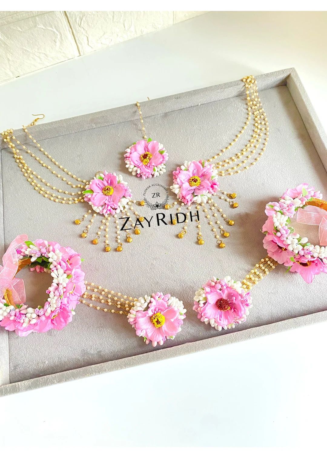 Pink Mehndi Haldi Flower Jewellery | Pink Artificial Flower Necklace Set | Asian Indian Flower Je... | Etsy (US)