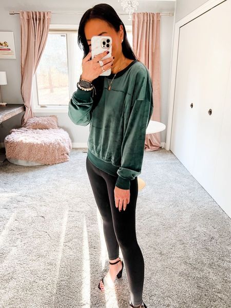Love this green velour pullover! Cute casual outfit!

#outfitinspo #casualstyle #modestlook #fashionfinds #petitefashion

#LTKFind #LTKstyletip