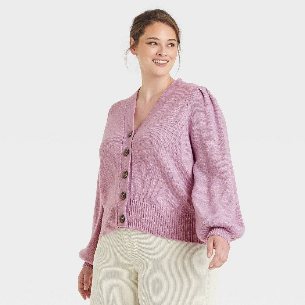 Women's Plus Size Shruken Cardigan - Who What Wear Lilac 2X, Purple | Target