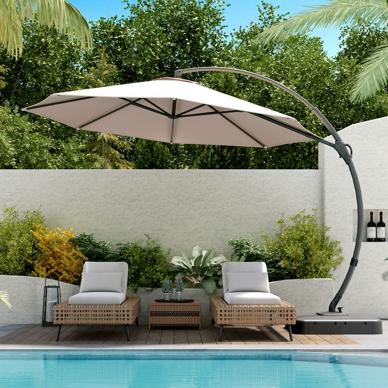 LAUSAINT HOME 11FT Deluxe Patio Umbrella with Base, Large Cantilever Curvy Umbrella with 360°, C... | Walmart (US)