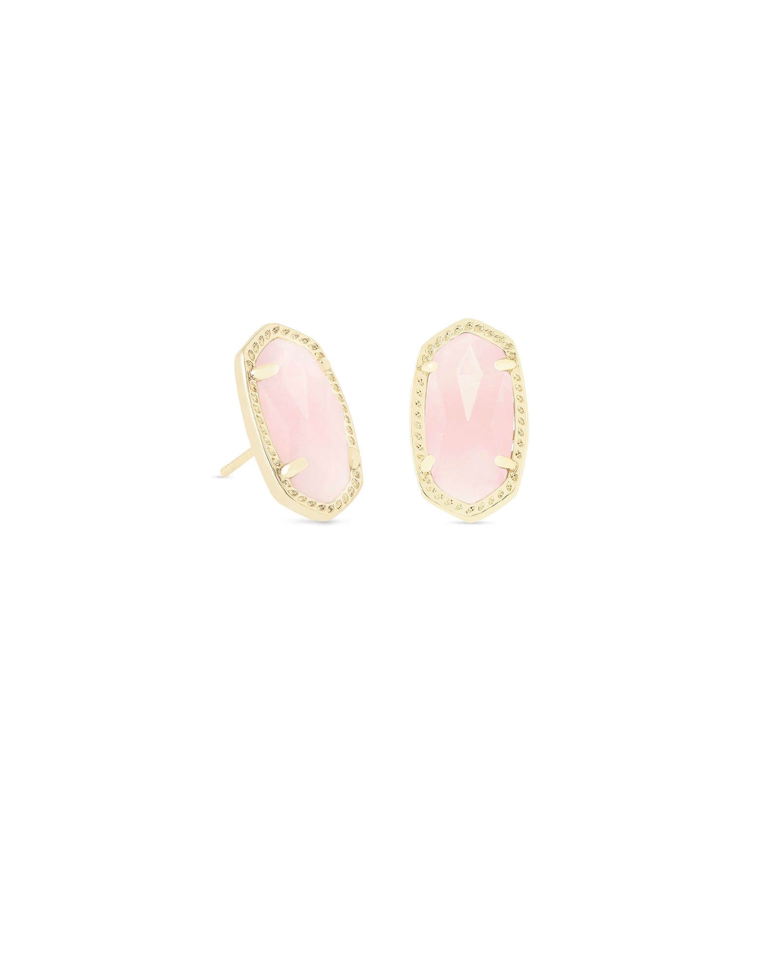 Ellie Gold Stud Earrings in Rose Quartz | Kendra Scott