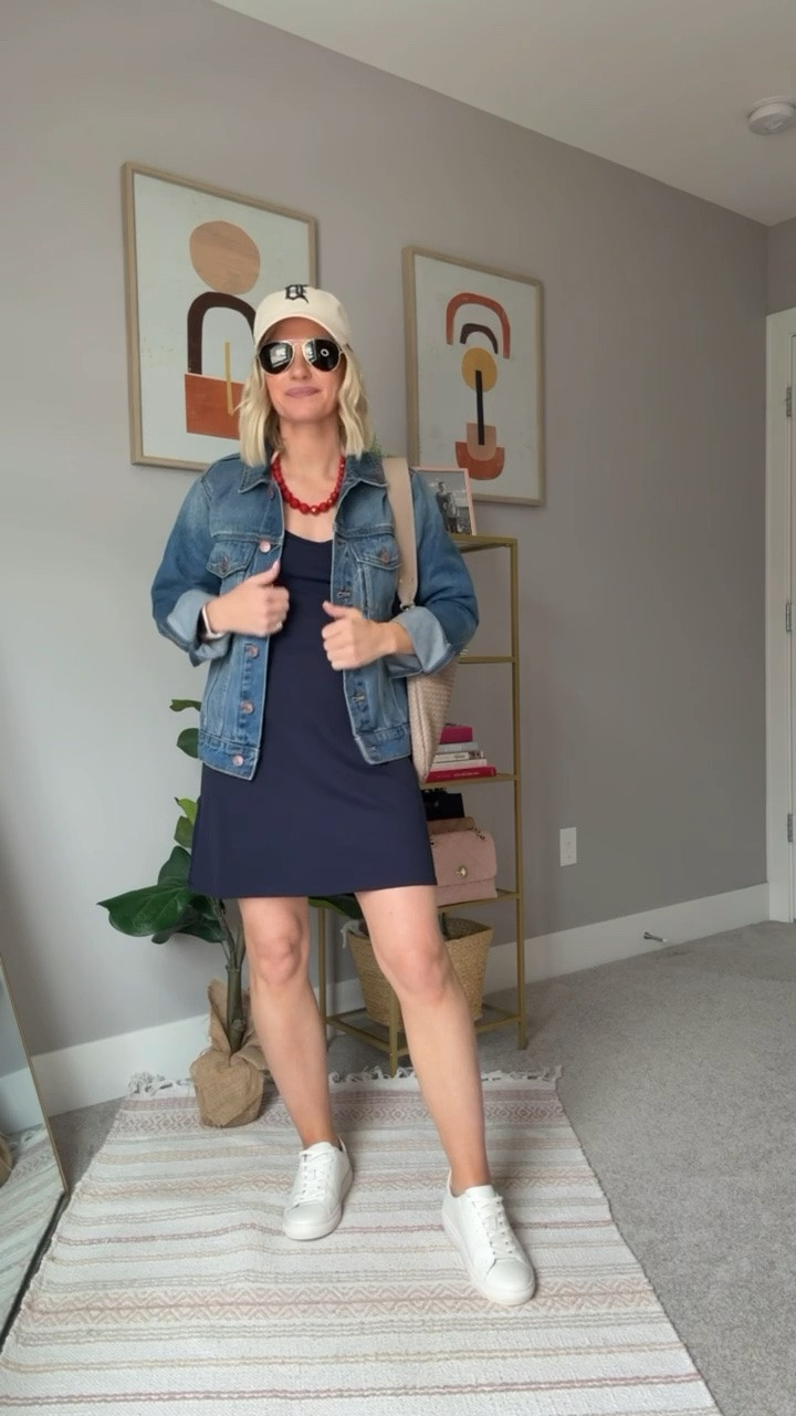 Memorial Day athleisure outfit inspo. Dress- xxs, jacket- xs

#LTKPetite #LTKOver40 #LTKSeasonal