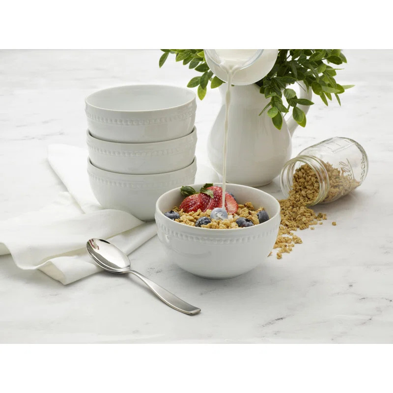 Max Beaded Porcelain 26oz. Cereal Bowl (Set of 4) | Wayfair North America