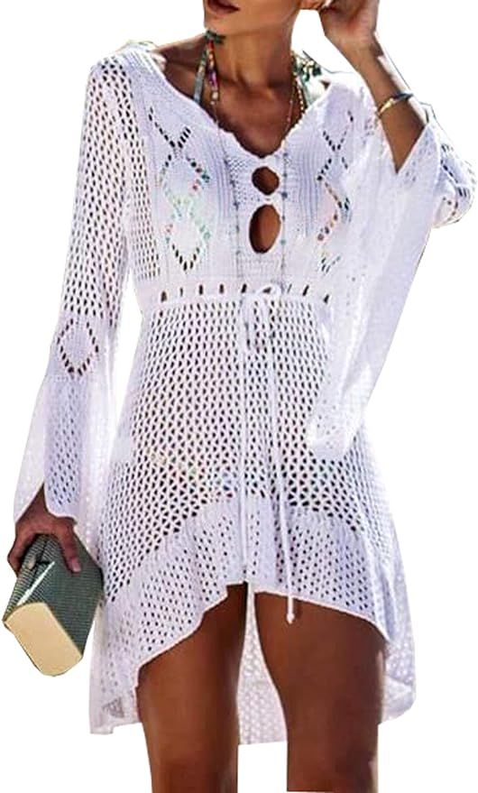 Wander Agio Beach Tops Sexy Perspective Cover Dresses Bikini Cover-ups Net Coverups | Amazon (US)