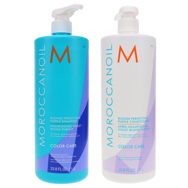 Moroccanoil Blonde Perfecting Purple Shampoo 33.8 oz & Blonde Perfecting Purple Conditioner 33.8 ... | Walmart (US)