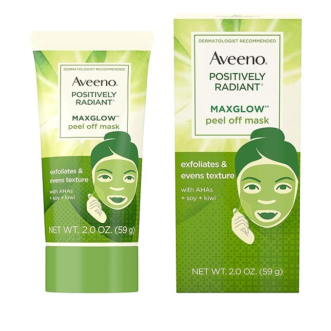 Aveeno Positively Radiant MaxGlow Peel Off Exfoliating Face Mask with Alpha Hydroxy Acids, Moistu... | Amazon (US)