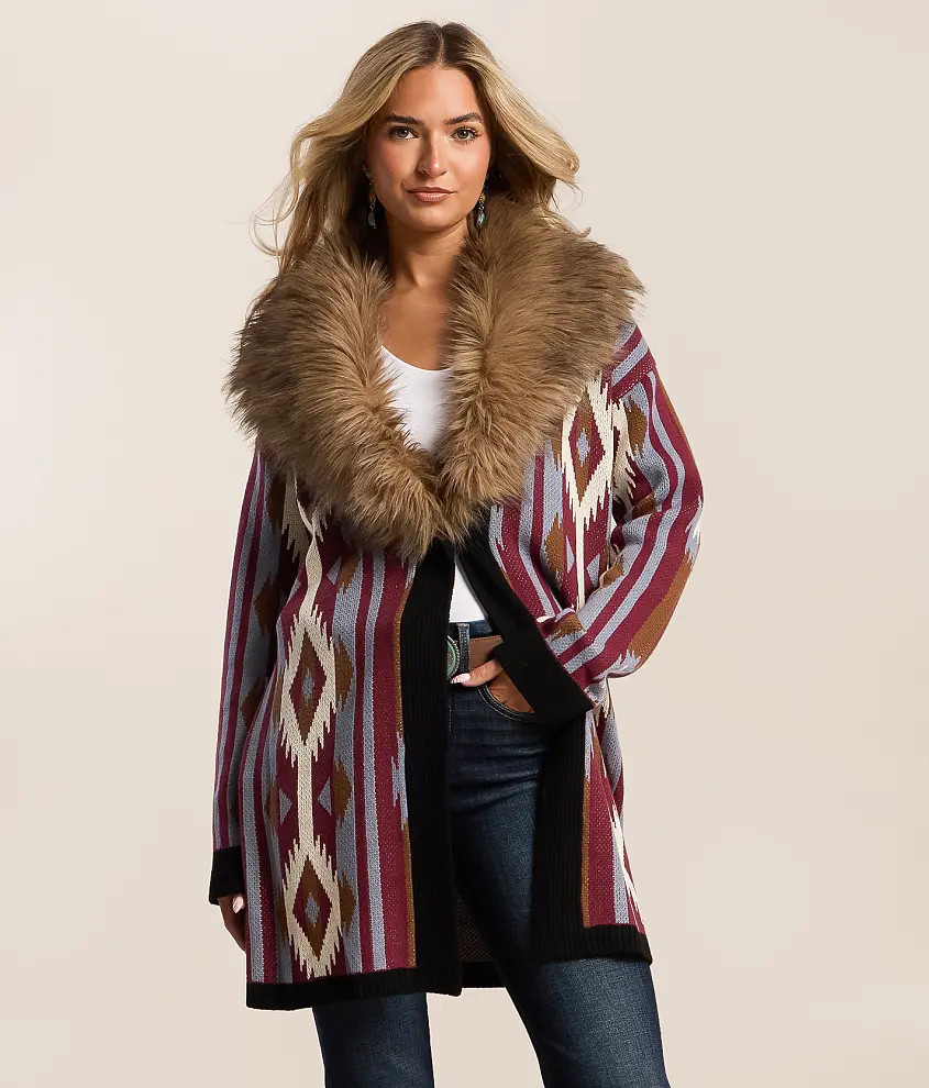 Faux Fur Cardigan Sweater | Buckle