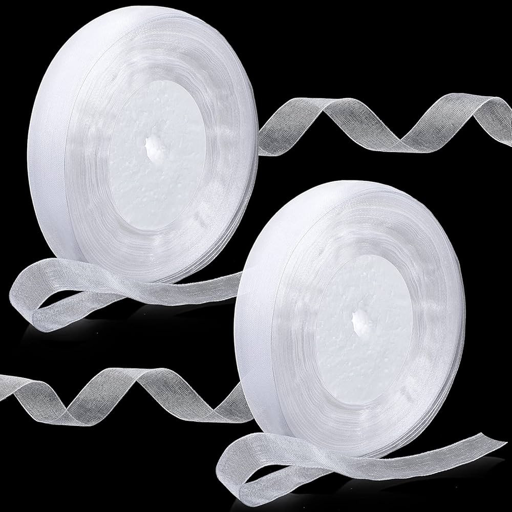 WILLBOND 98 Yards 5/8 Inch White Sheer Organza Ribbon for Gifts Wrapping Organza Satin Chiffon Ri... | Amazon (US)