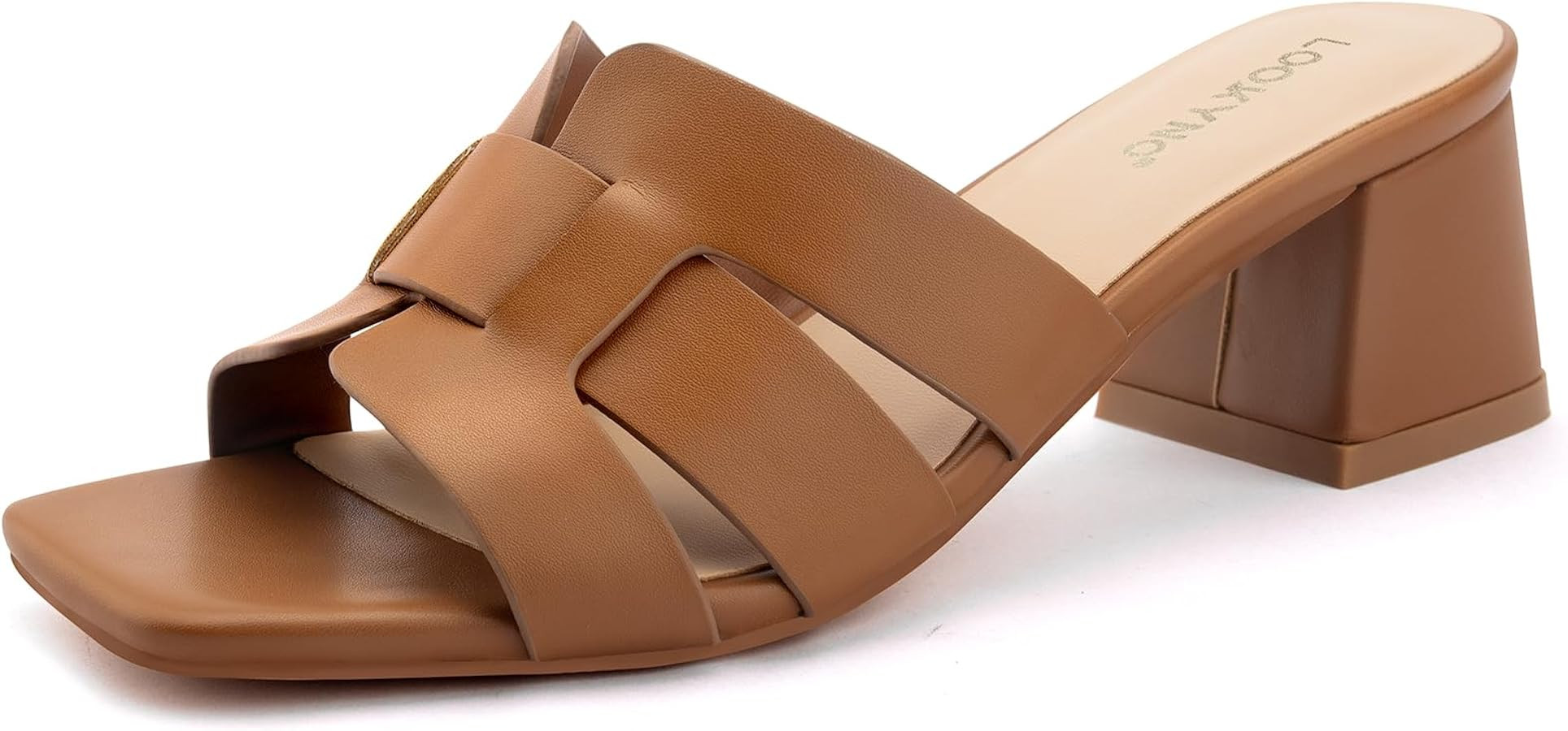 Women's Square Open Toe Heeled Sandals Chunky Block Heel Slip On Dressy Sandal | Amazon (US)