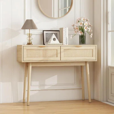 39.37" Rattan Console Table With 2 Drawer | Wayfair North America