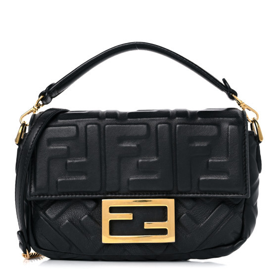 FENDI Nappa FF 1974 Embossed Mini Baguette Black | FASHIONPHILE | FASHIONPHILE (US)