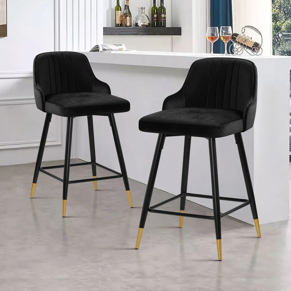 Swivel Velvet Upholstered Counter & Bar Stool (Set of 2) | Wayfair North America