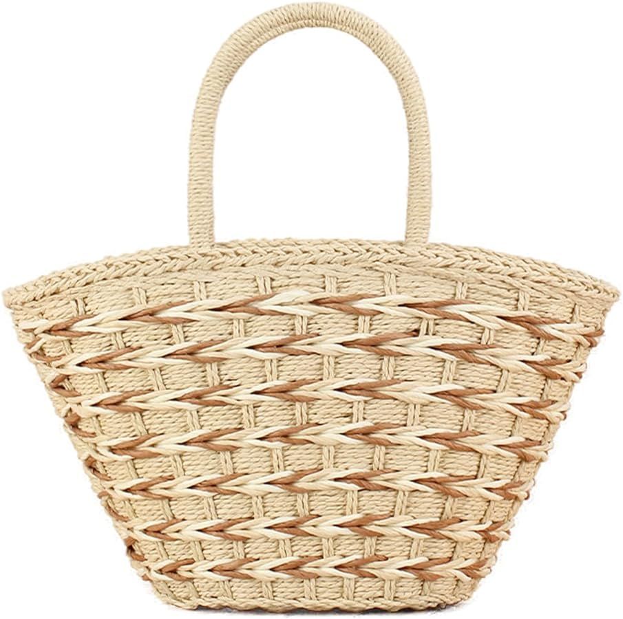 Comeon Woven Tote Bag for Women,Handmade Straw Tote Bag Top-handle Handbag Large Capacity Tote Cl... | Amazon (US)