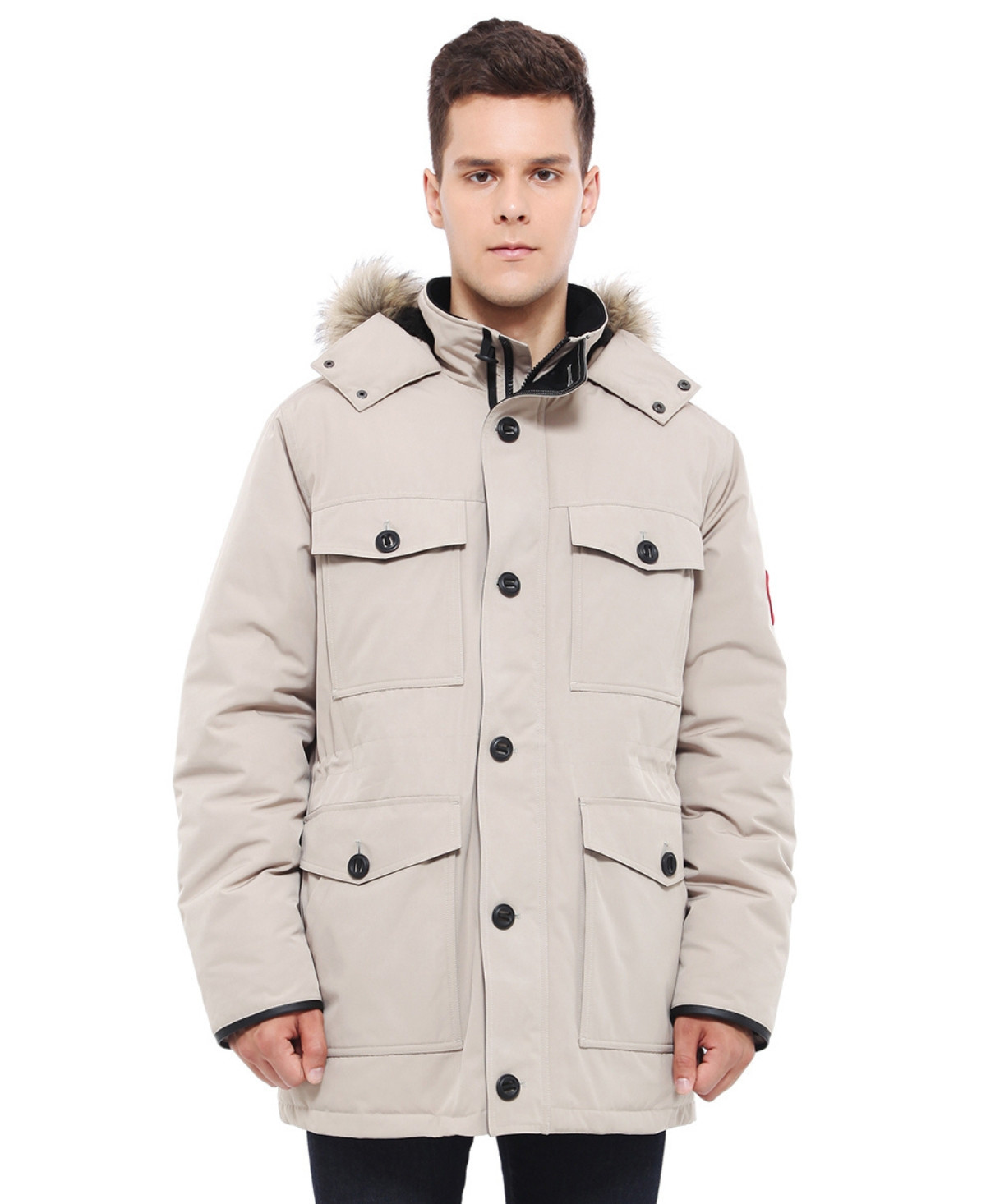 Rokka&Rolla Men's Parka Jacket with Detachable Trim - Birch | Macy's