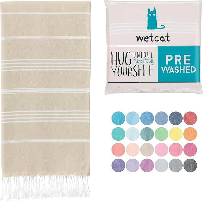 WETCAT Turkish Beach Towel Oversized (38"x71") 100% Turkish Cotton, Made in Turkey - Sand Free, E... | Amazon (US)