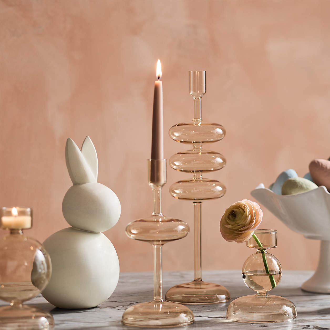 Venezia Medium Smoke Green Glass Taper Candle Holder + Reviews | Crate & Barrel | Crate & Barrel