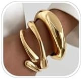 Chunky Gold Bangle Bracelets for Women, Dainty 14k Gold Plated Big Stackable Bangles Set, Trendy ... | Amazon (US)