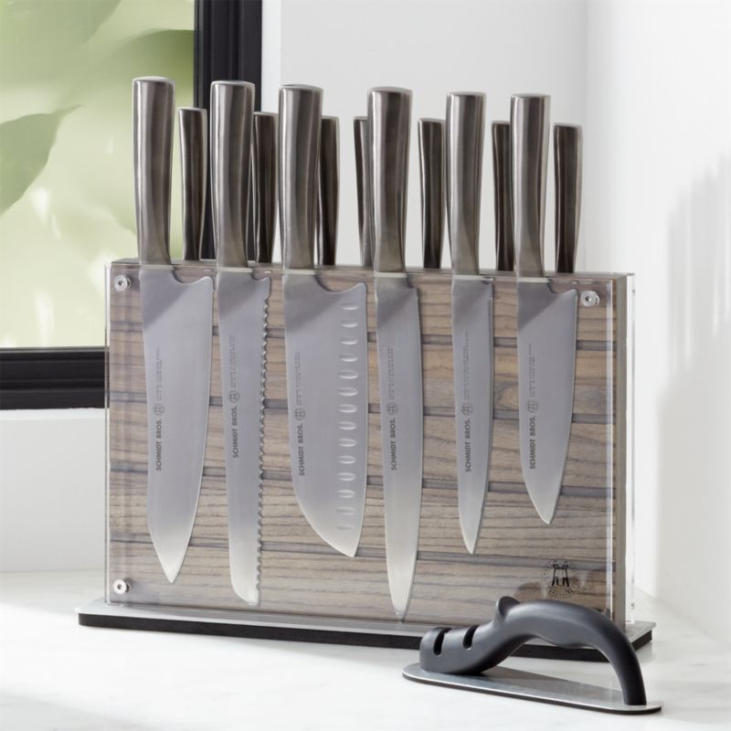 Schmidt Brothers Grey Shiplap 15-Piece Knife Set + Reviews | Crate & Barrel | Crate & Barrel