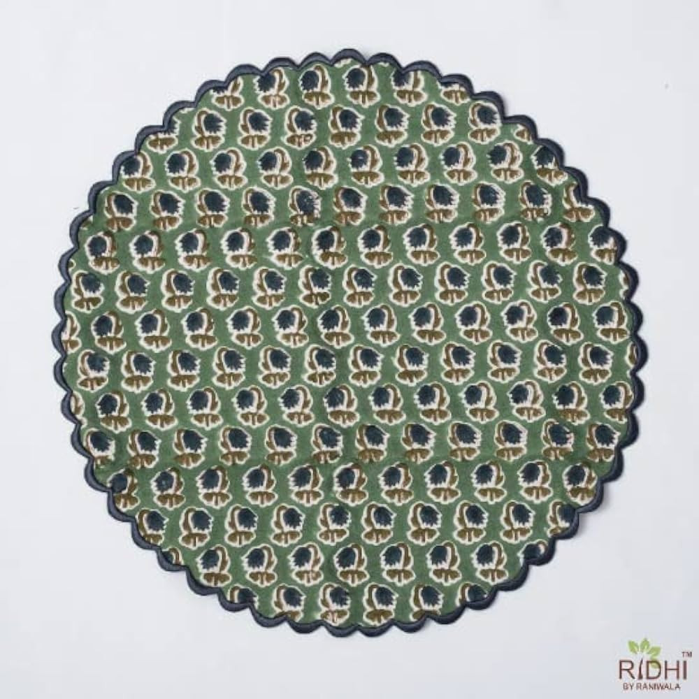 Ridhi Indian Floral Hand Block Printed 100% Pure Cotton Cloth Reversible Mats, Reusable Mats, 15"... | Amazon (US)