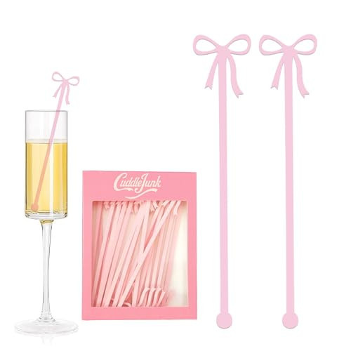 20 pcs Bow Drink Stirrers, Acrylic Drink Stirs for Bow Themed Party Decoration, Coquette Birthday Cocktail Wedding Decorations Party Favors (Pink) | Amazon (US)