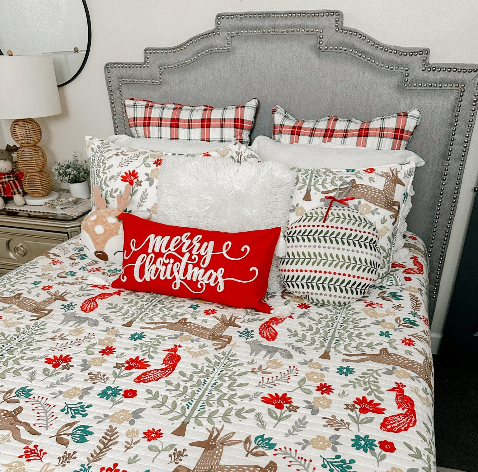Christmas bedding is so fun, I have neutral everyday bedding with faux fur and knit textures then I have a snowflake pillow scheme going on, here we have red and green with ornaments and deer, my youngest has a colorful spin with of course her fave color pink, she has gingerbread and snowmen. Can’t wait to share love the holidays #holiday #chrismtas #christmasbedding #christmaspillows #holidaybedding #ornament #reindeerpillow #merrychristmas #guestroom #seasonal 

#LTKSeasonal #LTKHoliday #LTKhome