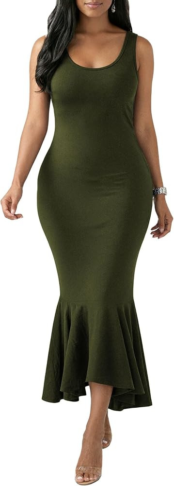 Nimsruc Summer Long Dress Bodycon Sleeveless Tank Tops Maxi Mermaid Dresses for Women 2026 | Amazon (US)