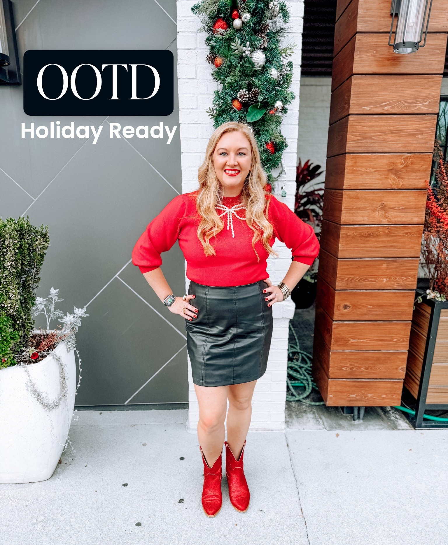 ✨ Holiday Vibes OOTD! ✨ 
Obsessed with this festive look featuring my bow top from Mint Julep, paired with Amazon’s red rhinestone boots, ShaperX sculpting bodysuit, and mini skirt! The bow top adds a festive touch while the boots keep it chic and the bodysuit flattering. 😍 These pieces transition seamlessly into winter events, family gatherings, and even New Year’s celebrations.

🛍️ Tap to shop my holiday outfit roundup
🌟 Subscribe for more budget-friendly fashion and holiday outfit inspo! 

#HolidayOutfit #AmazonFashion #OOTD #GameDayStyle #AffordableStyle #WinterFashion #RedBoots #ChristmasOOTD #HolidayStyle #mintjulep

#LTKMidsize #LTKootd #LTKHoliday