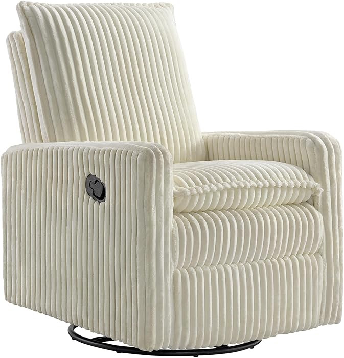 Oxford Baby Uptown Upholstered Swivel Glider and Recliner Nursery Chair - Corduroy, Pearl White | Amazon (US)
