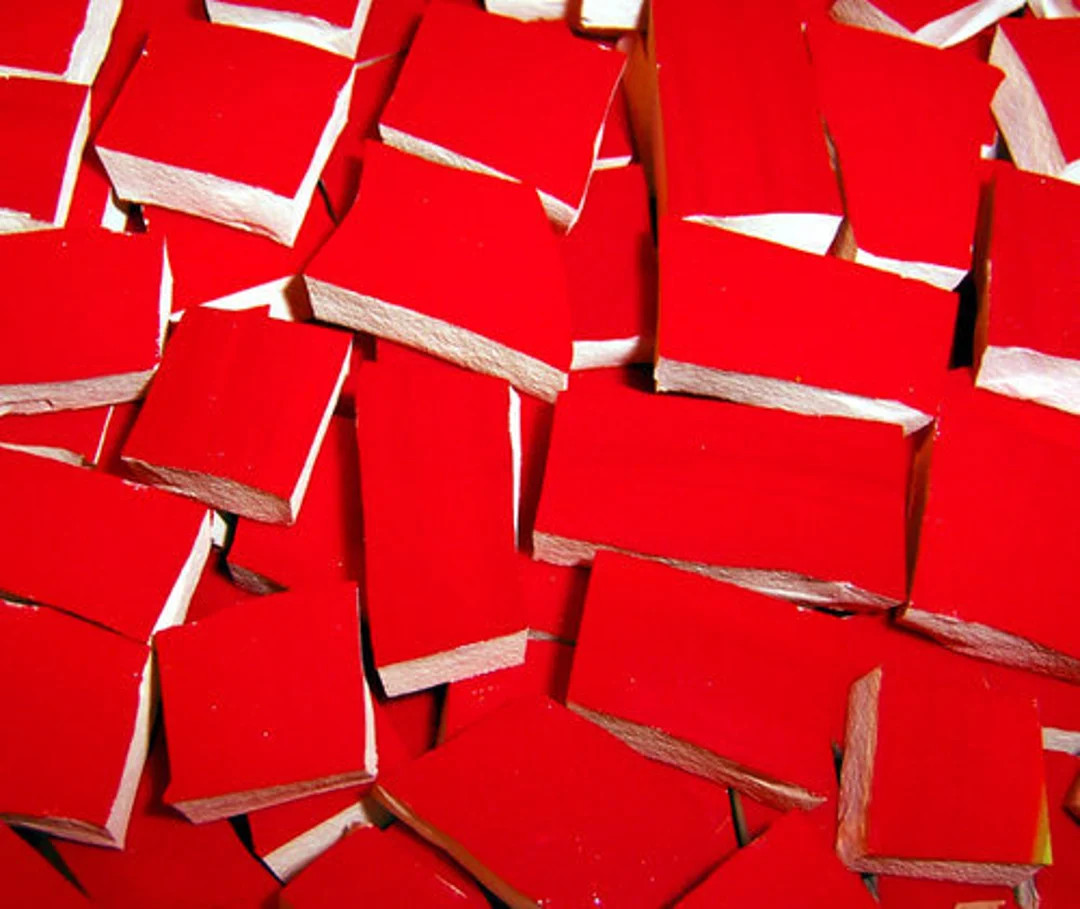 100 Fire Engine Red Solid Hand Cut China Plate Mosaic Tiles | Etsy (US)