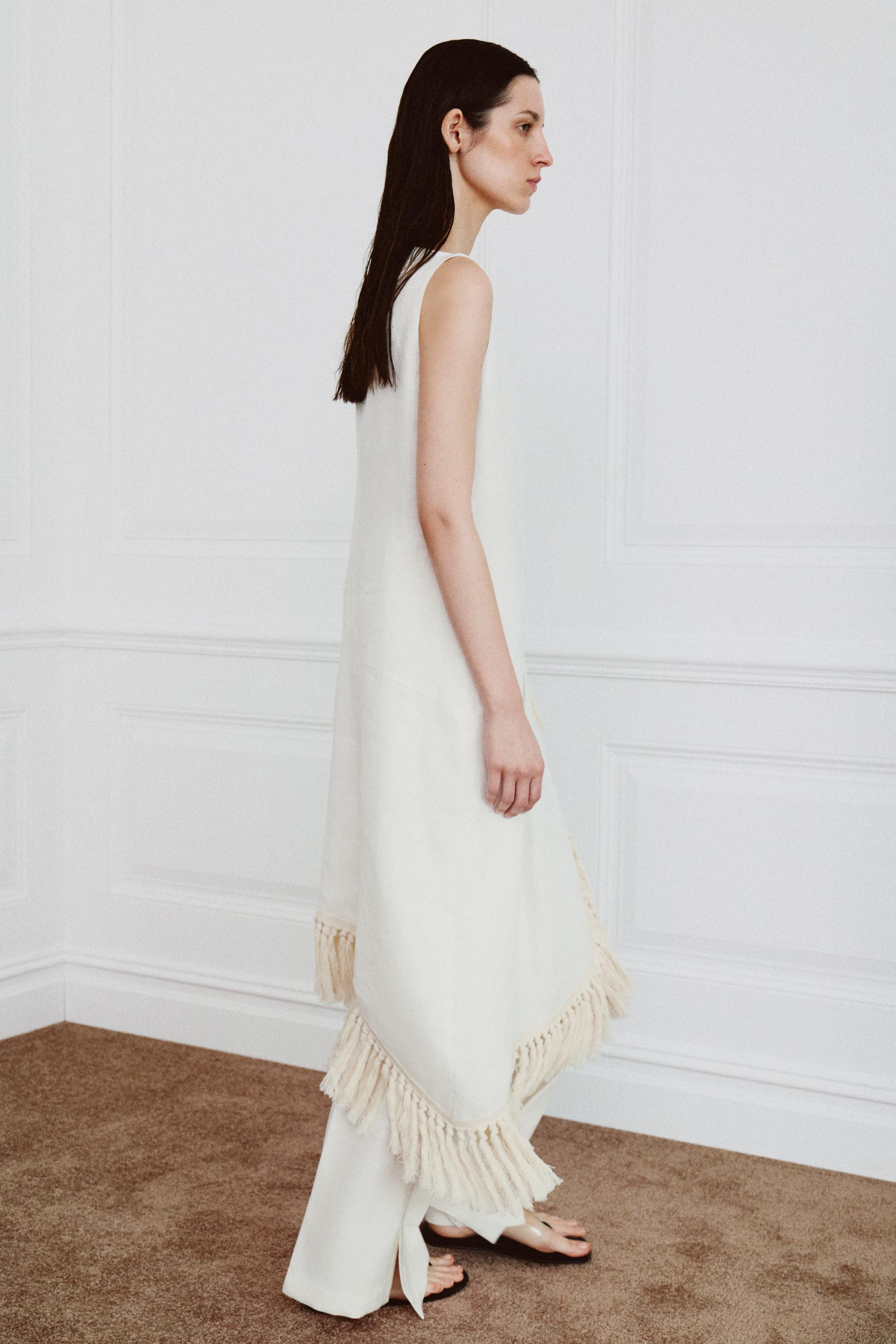 ZW COLLECTION FRINGED LINEN DRESS | Zara US