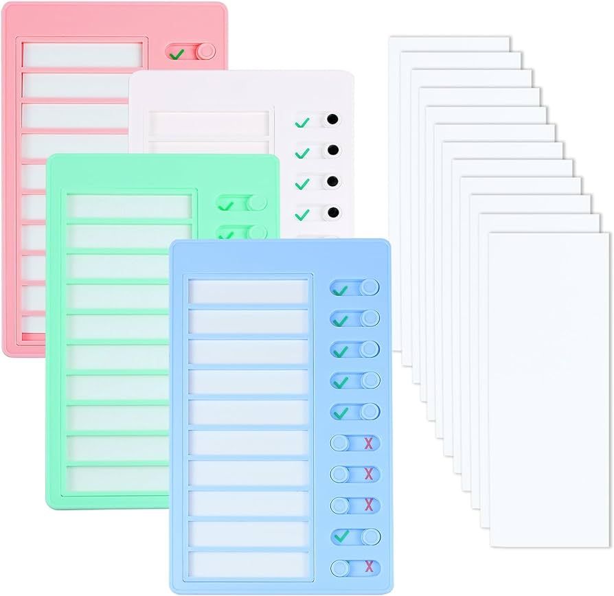 4 PCS Portable Chore Chart for Kids Plastic Checklist Board with 12 PCS Detachable Cardstock to M... | Amazon (US)
