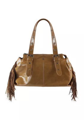 Sam & Libby Farrah Vegan Fringe Satchel Bag, Beige | Belk