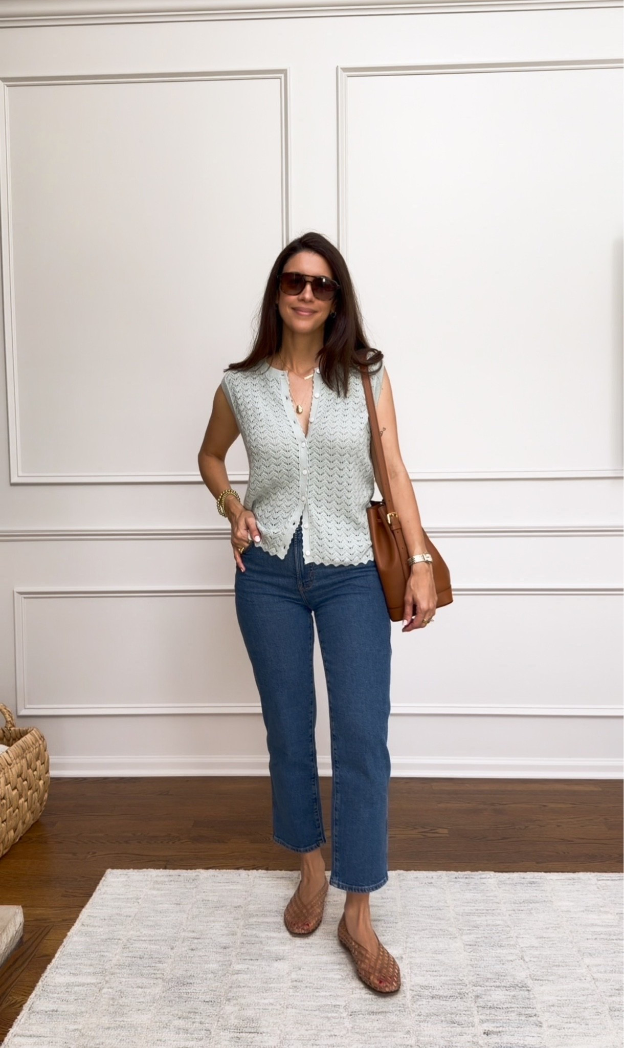 Spring outfits day 12 Cute top + jeans is always a good idea 🤍 Sharing all the details on this elevated casual spring outfit! These jeans are true to size and so flattering, the knit top is wearing size small, and the flats are true to size. Perfect easy outfit for spring, summer, brunch, casual date night, errands or everyday mom style. #springstyle #casualoutfits #momstyle #jeansoutfit #capsulewardrobe #LTKootd #LTKgrwm #LTKmomlife

#LTKootd #LTKgrwm