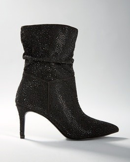 Vegan Suede Encrusted Mid-Heel Booties | White House Black Market