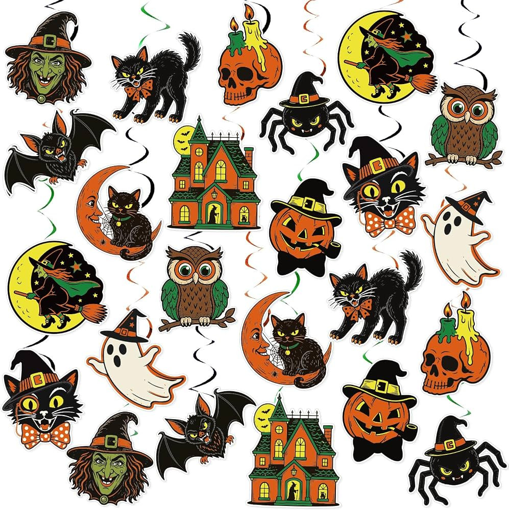 Halloween Decorations - 24 Pcs Vintage Halloween Hanging Swirl | Amazon (US)