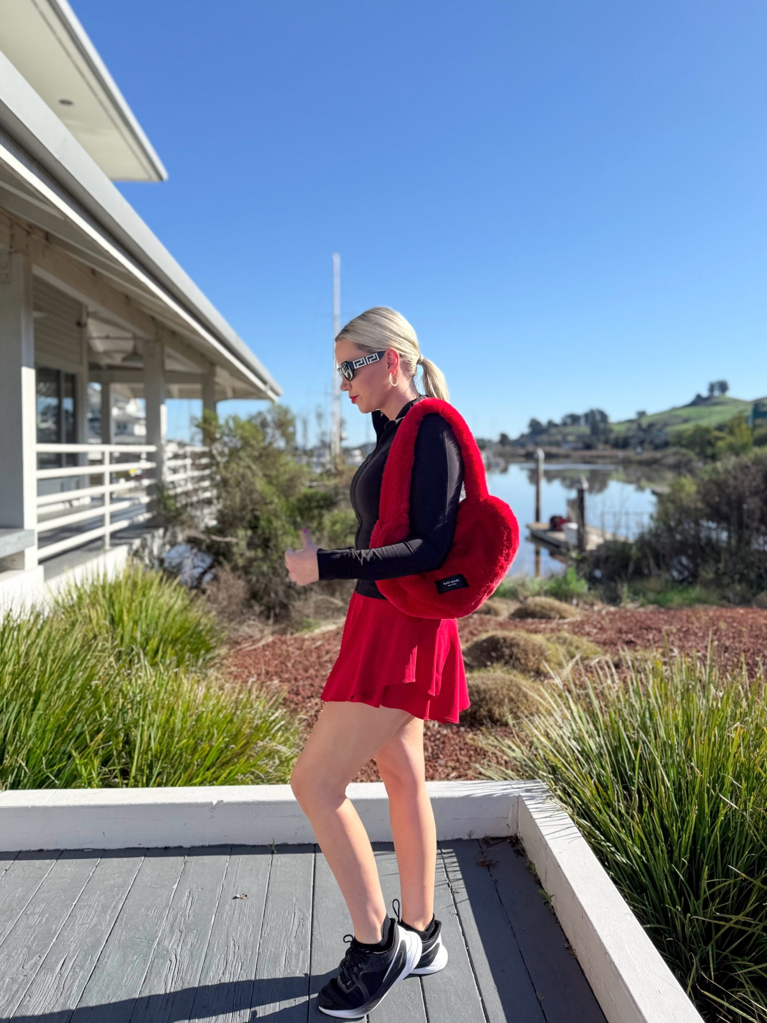 Jacket: Black, Size 6
Sneakers: Black/White, Size 9.5

Athleisure | Lululemon Define | Skort | Tennis Skirt | Faux Fur Bag | Novelty Bag | Kate Spade

#LTKStyleTip