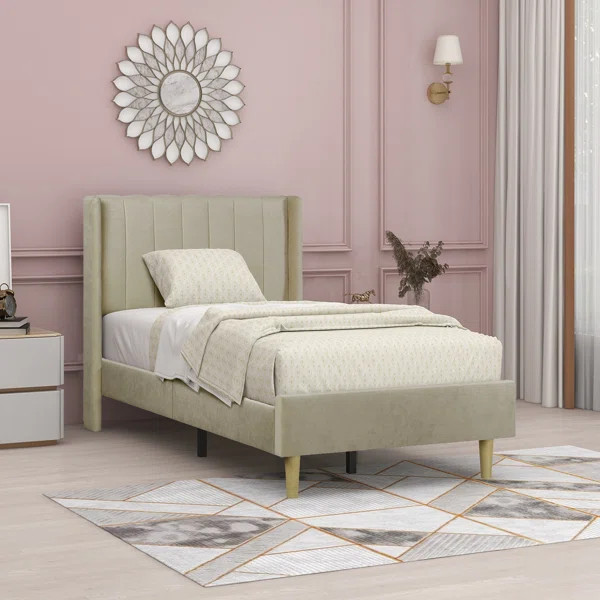Eriksay Low Profile Upholstered Platform Bed With Wingback Headboard | Wayfair North America