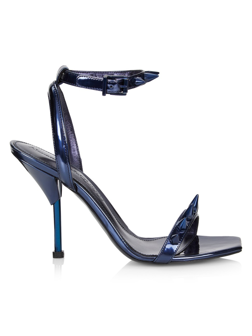 Women's Punk Stud Metallic Leather Ankle-Strap Sandals - Petrol - Size 9 | Saks Fifth Avenue