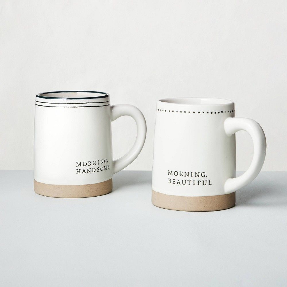 2pk 'Morning Handsome' + 'Morning Beautiful' Stoneware Mug Set - Hearth & Hand with Magnolia | Target