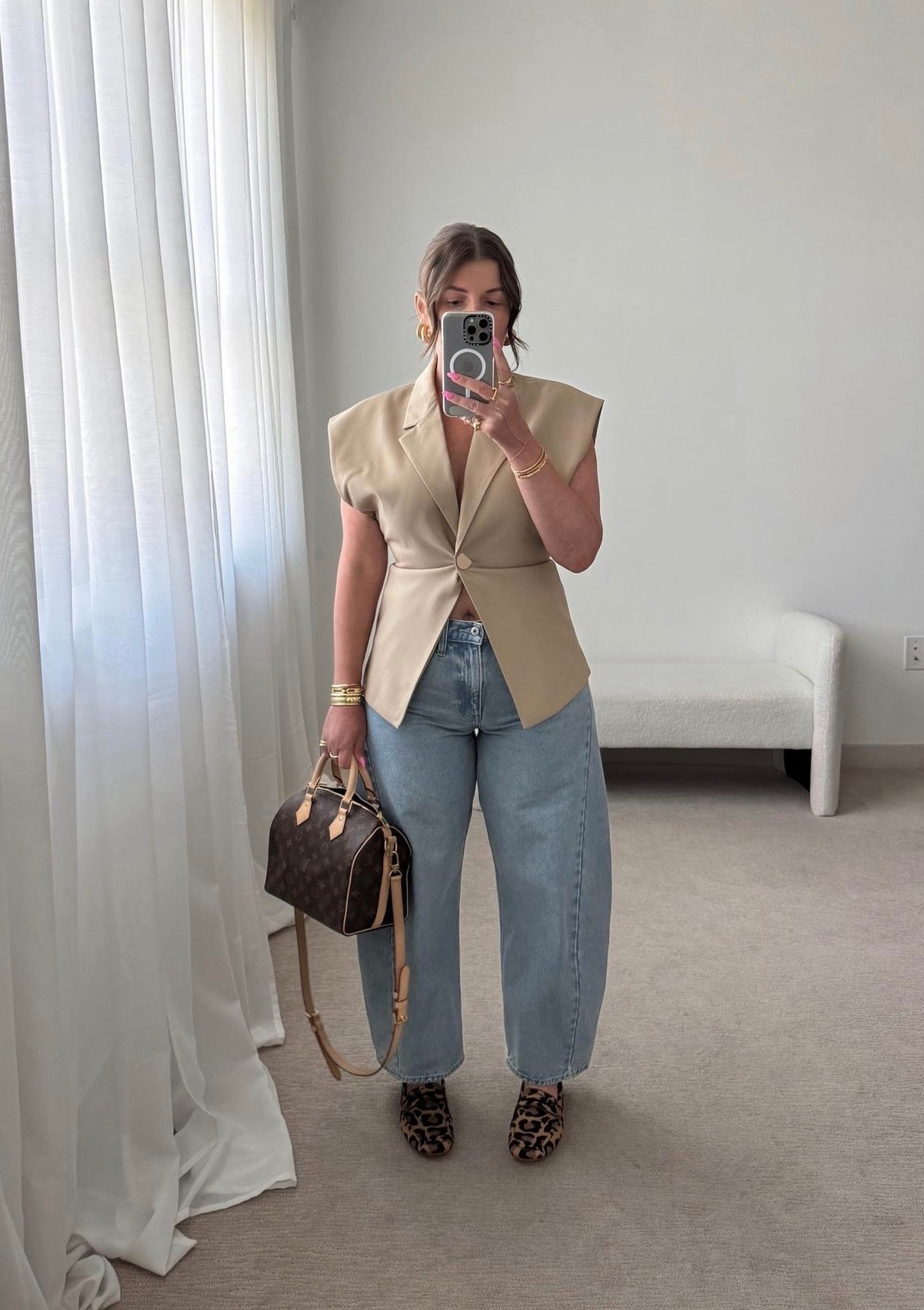 I’m wearing my true size 29 in the barrel jeans! Loving these loafers also so comfy and also run TTS