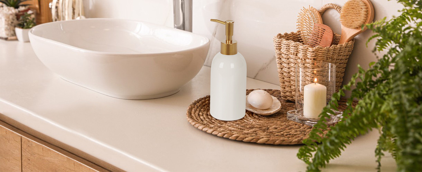 Amazon.com: Natheeph 14OZ Ceramic Soap Dispenser Ceramic Soap Pump Dispenser Can Fill Liquid for ... | Amazon (US)