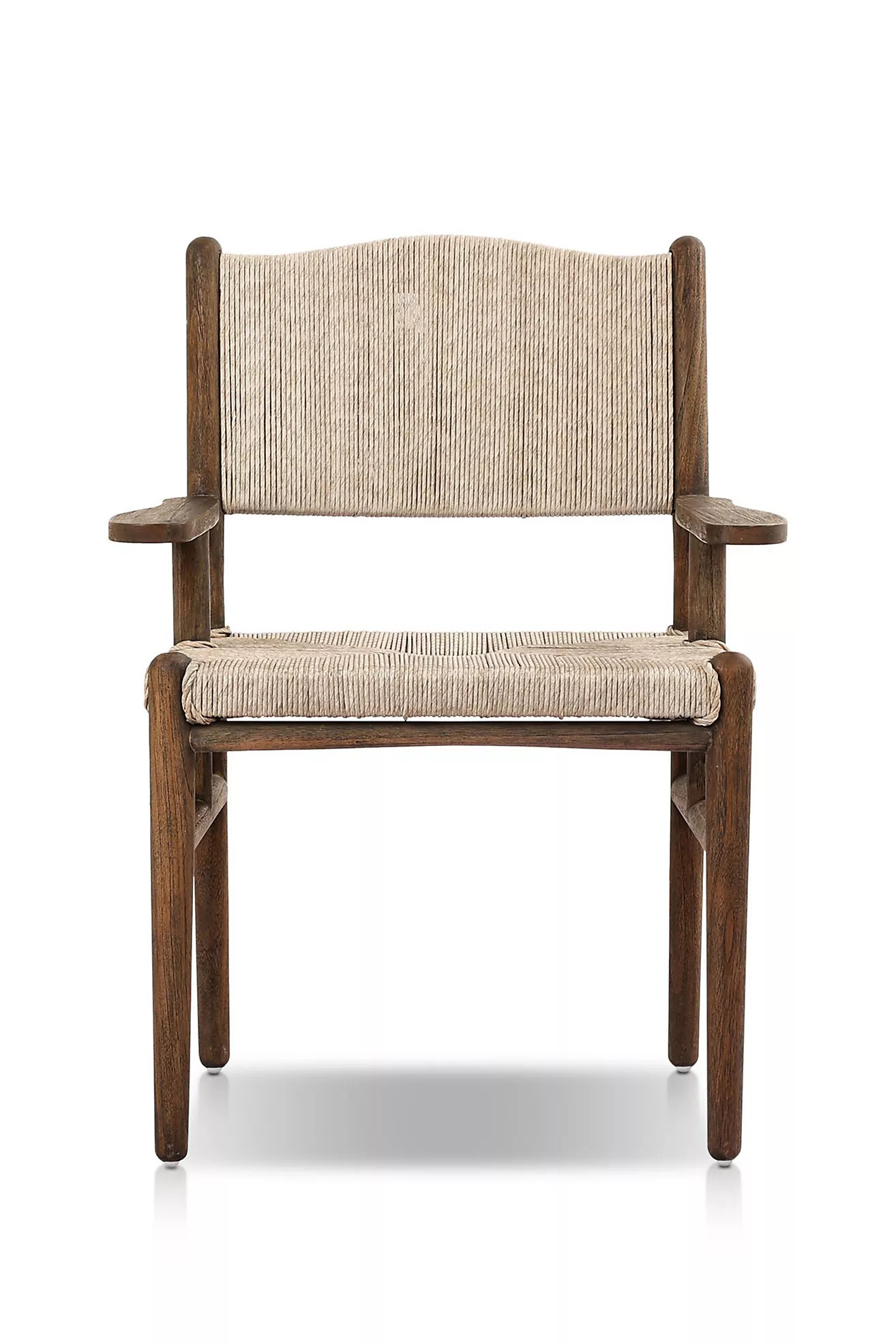 Herrin Woven Teak Outdoor Dining Armchair | Anthropologie (US)