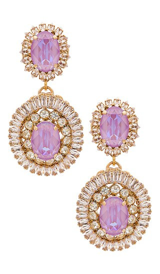 Gem Pendant Earrings With Drop Earrings in Lilac, Crystal & Gold | Revolve Clothing (Global)